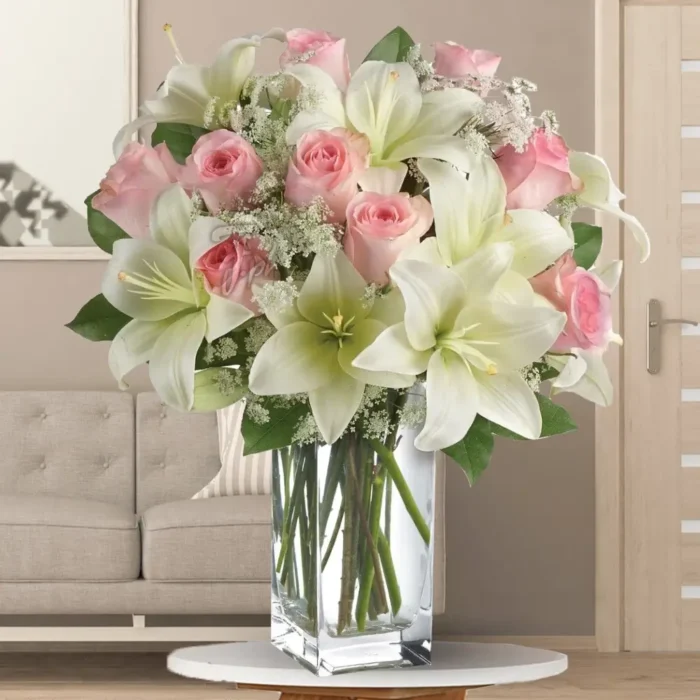 white-lilies-pink-roses-in-a-vase