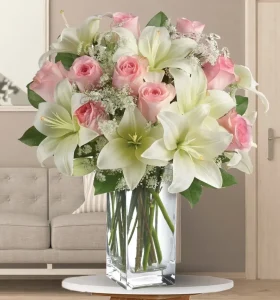 white-lilies-pink-roses-in-a-vase